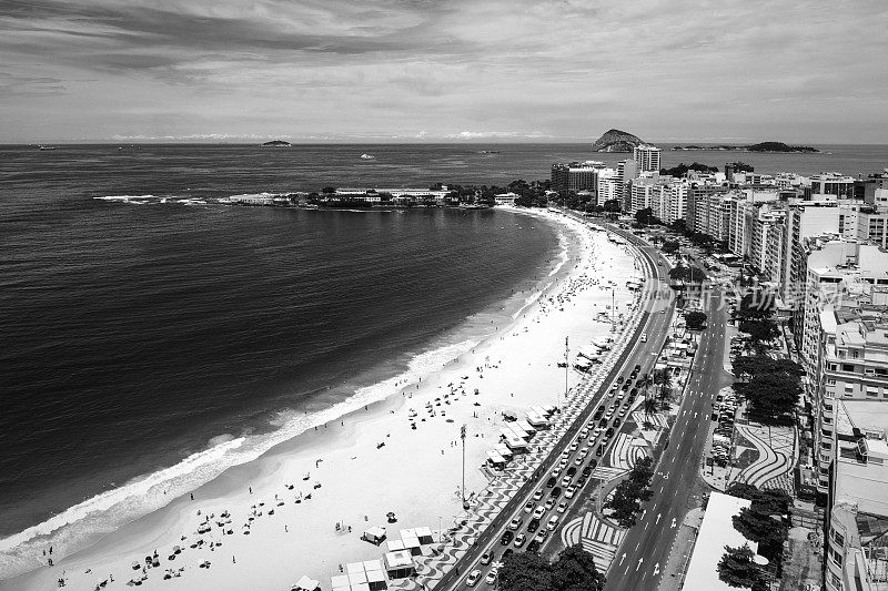鸟瞰图科帕卡巴纳海滩在里约热内卢de Janeiro
